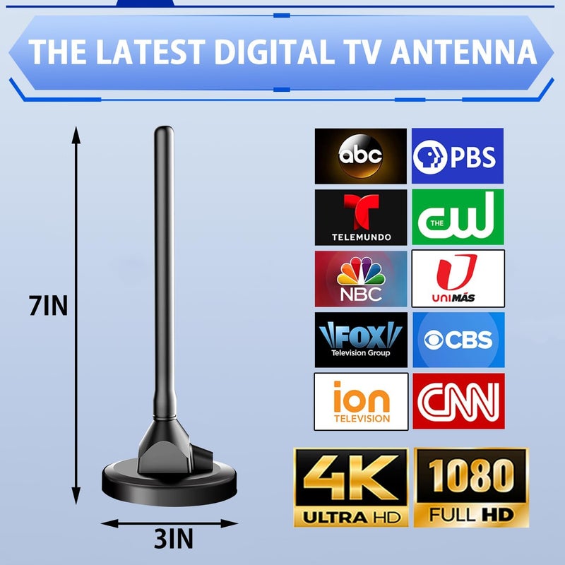 DTVSMARTSHOW Digital Antenna for Smart TV Indoor, TV Antenna for Local Channels, TVs Antenna Indoor with Strong Magnetic Base, 360° Reception HD Antenna for T V Indoors 4k, Antenna for T Vs (DT012) - Image 3